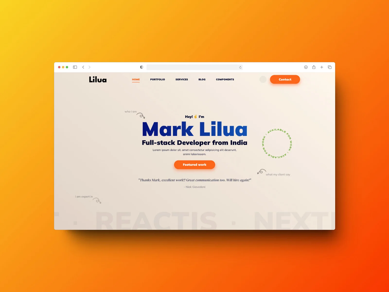 Lilua — personal portfolio and resume HTML template